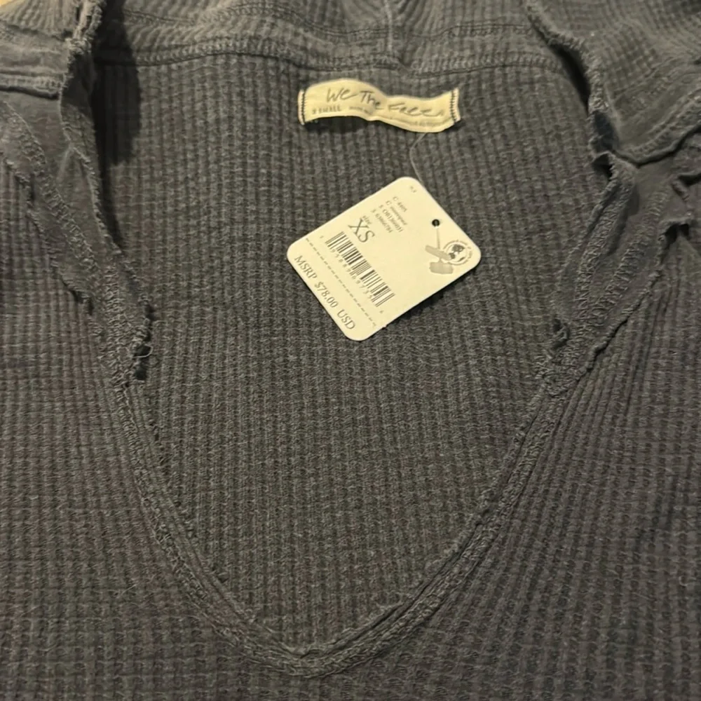 NWT Free People We The Free Margo Essential Waffle Hoodie Outerspace Navy XS - Picture 4 of 5